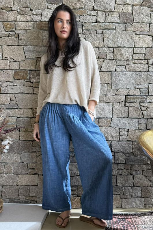 Loom & Thread Pin Tuck Pant Washed Denim /41=